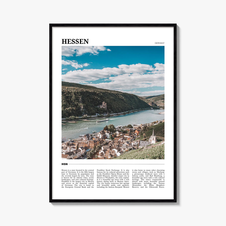 Hessen colorful travel poster of Germany – vertical wall art, unframed print shown in interior mockup