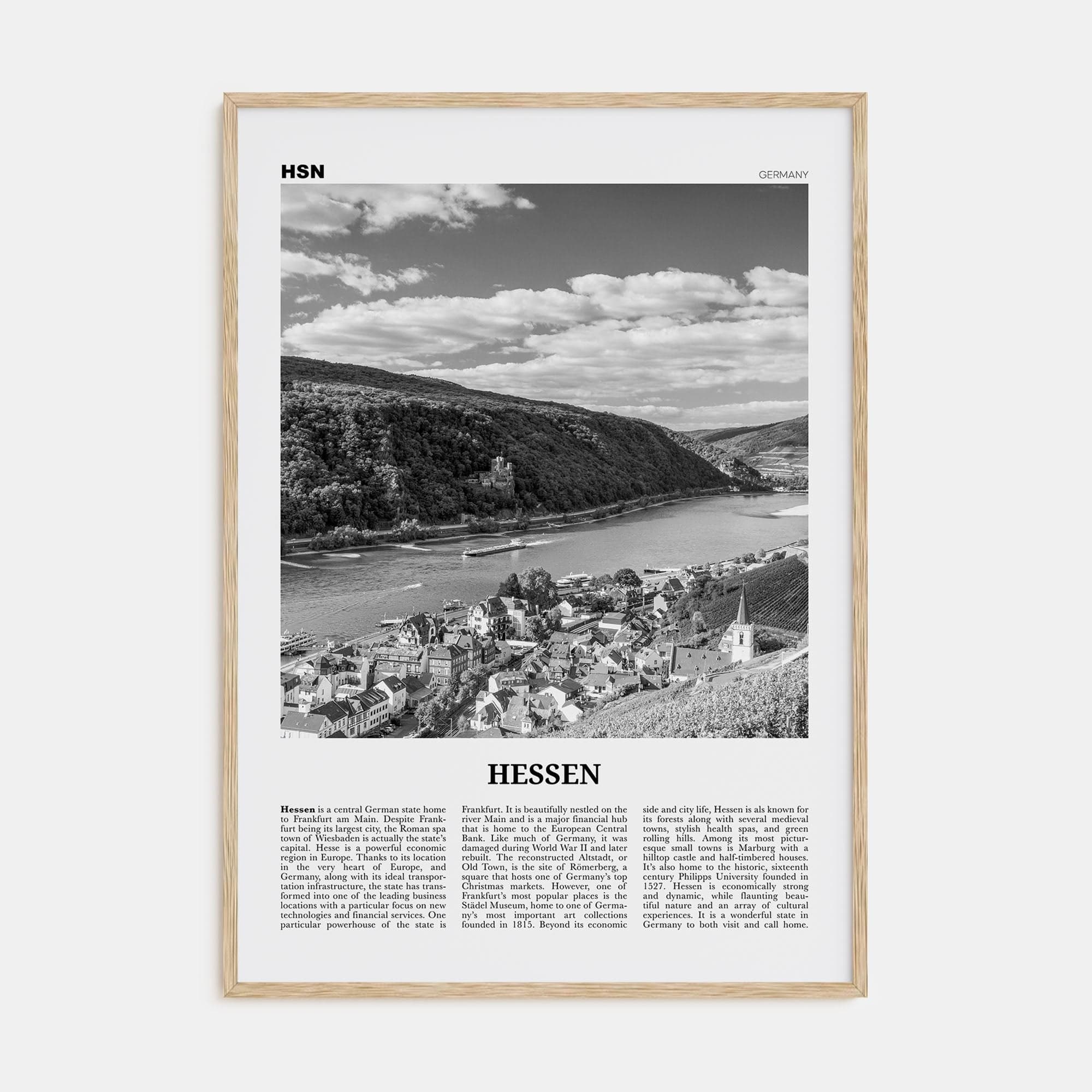 Hessen Poster Natural Wood / 8x12 in Nbourhood Travel B&W Poster