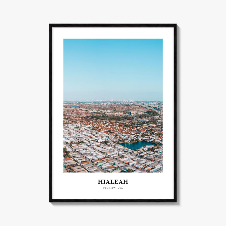 Hialeah colorful classic poster of Florida, USA – vertical wall art, unframed print shown in interior mockup