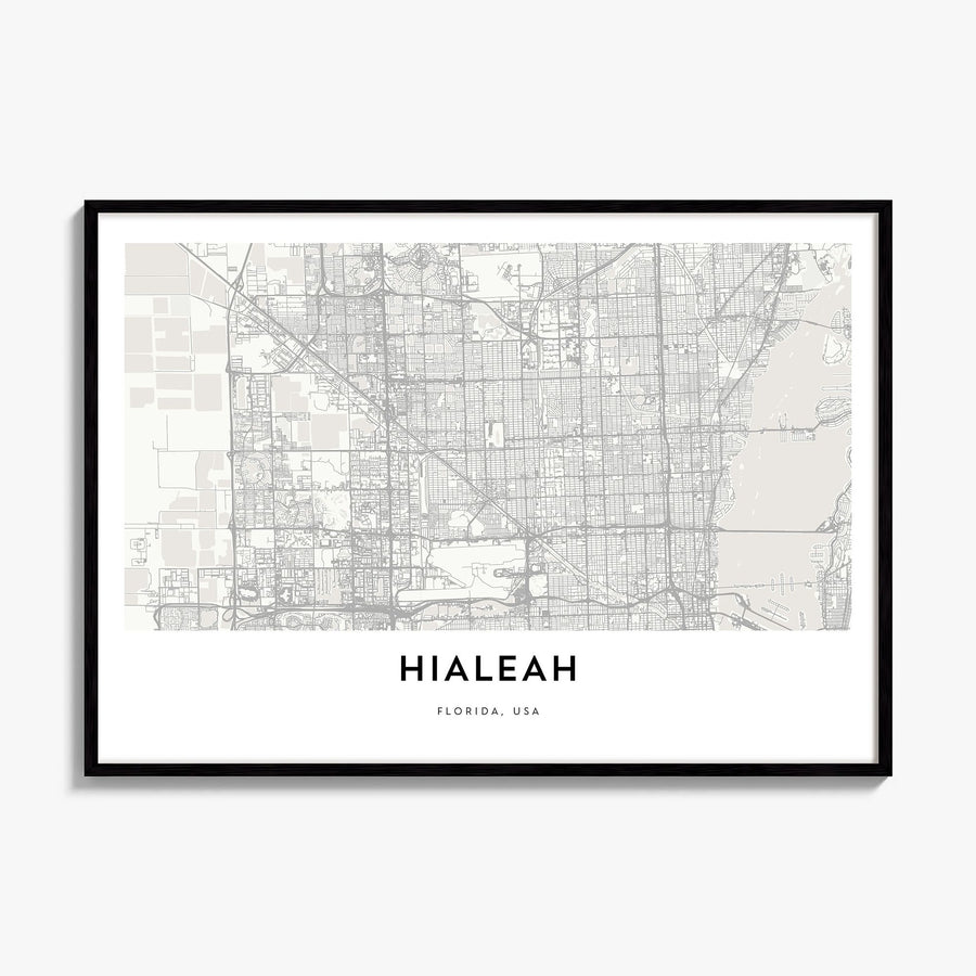 Hialeah Map Poster, framed poster mockup
