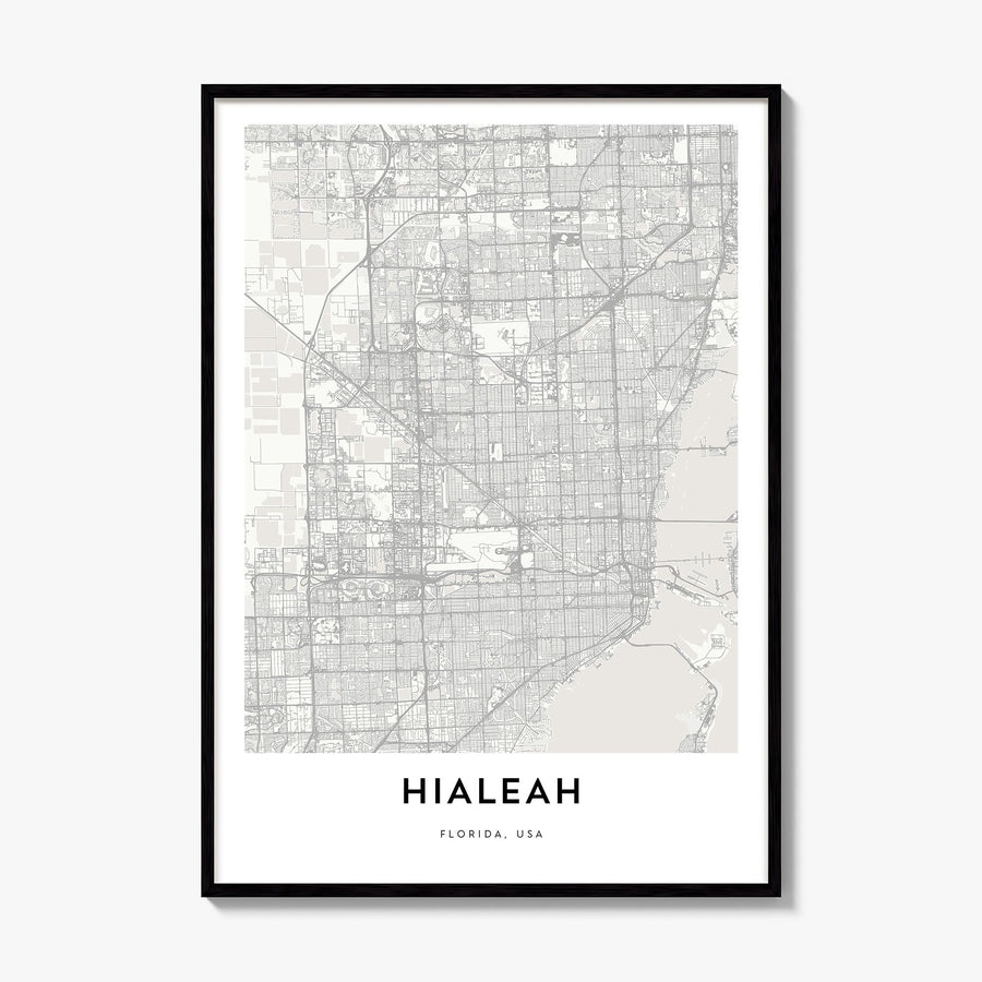 Hialeah Map Poster, framed poster mockup