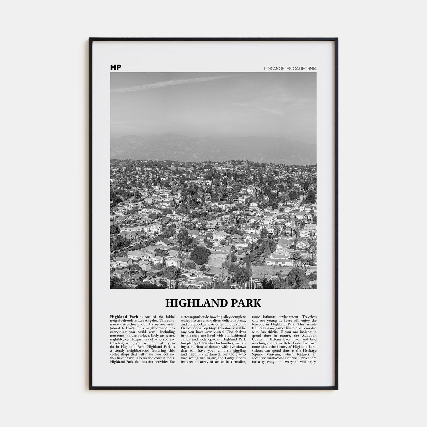 Highland Park Poster None / 8x12 in Nbourhood Travel B&W Poster