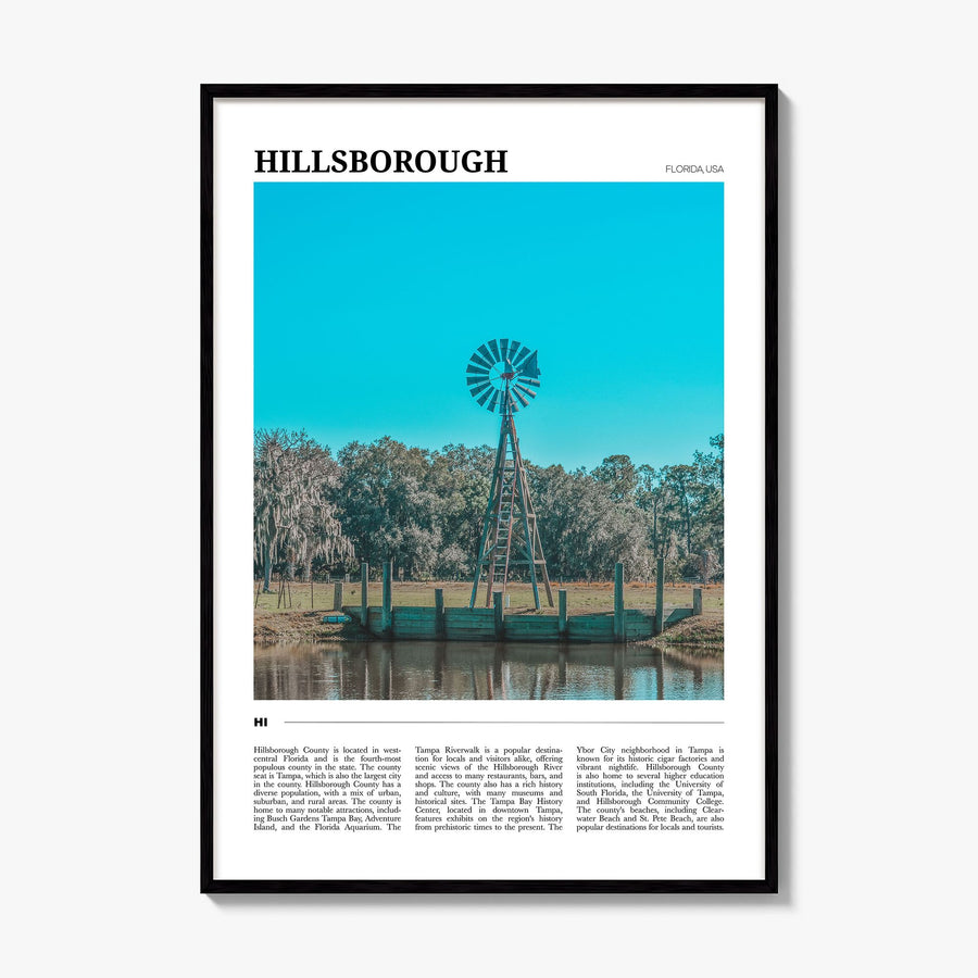 Hillsborough County Travel Poster, framed poster mockup