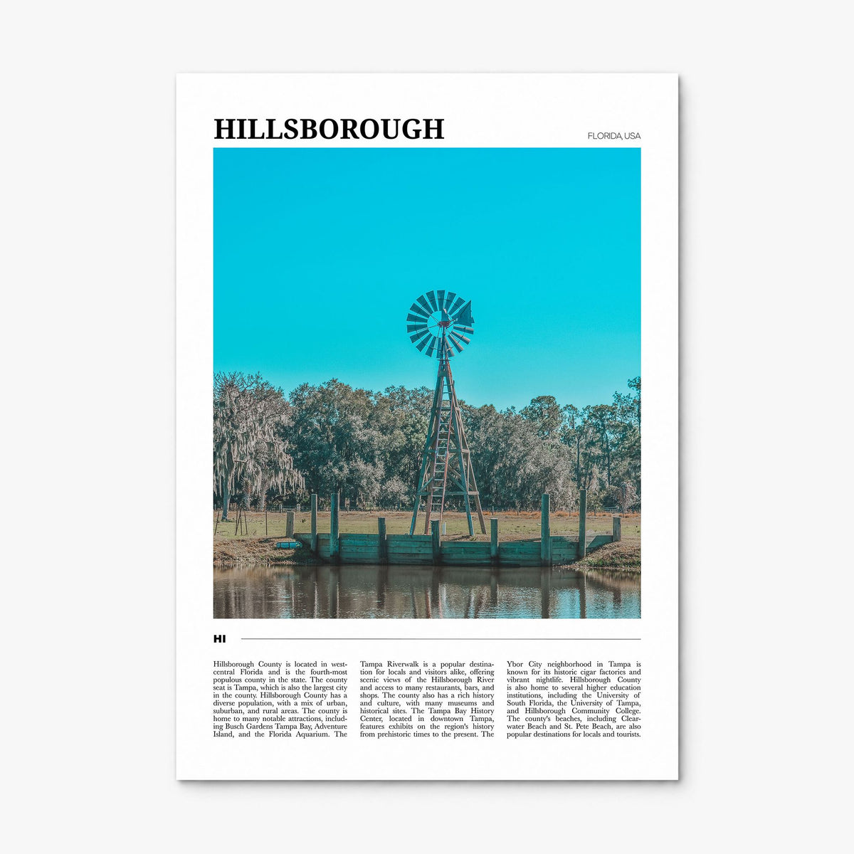 Hillsborough County Travel Poster, print only (unframed)