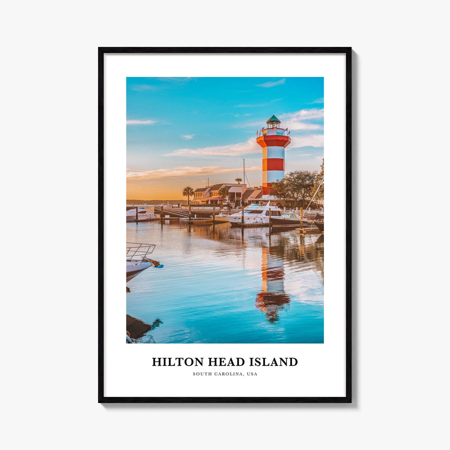 Hilton Head Island colorful classic poster of South Carolina, USA – vertical wall art, unframed print shown in interior mocku