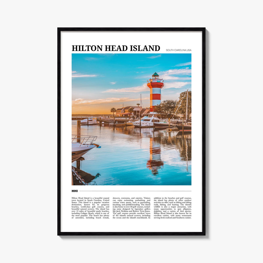Hilton Head Island colorful travel poster of South Carolina, USA – vertical wall art, unframed print shown in interior mockup