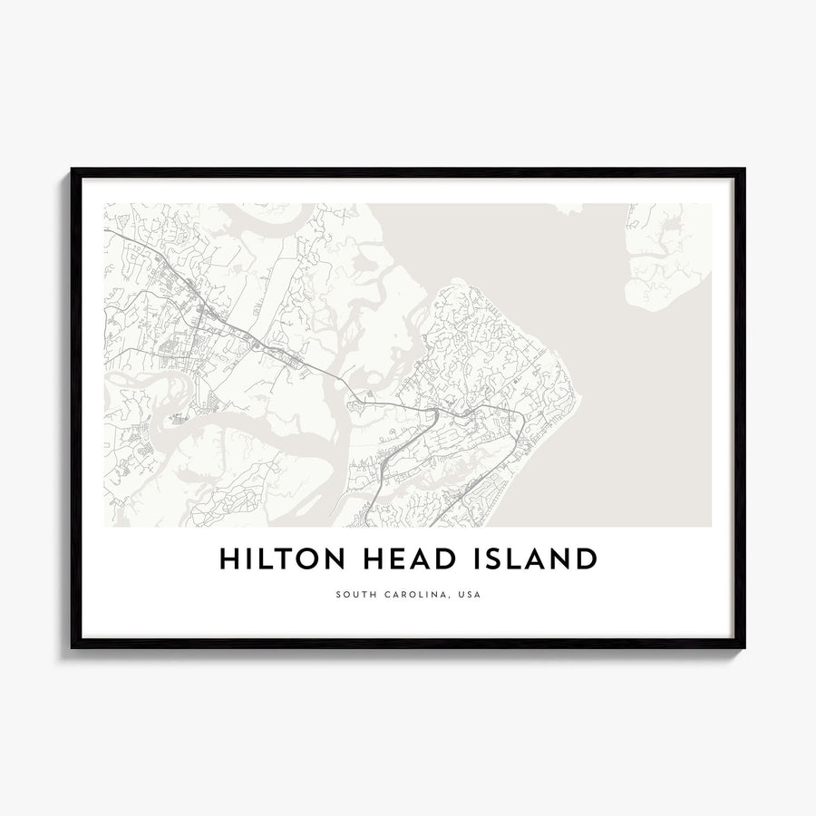 Hilton Head Island Map Poster, framed poster mockup
