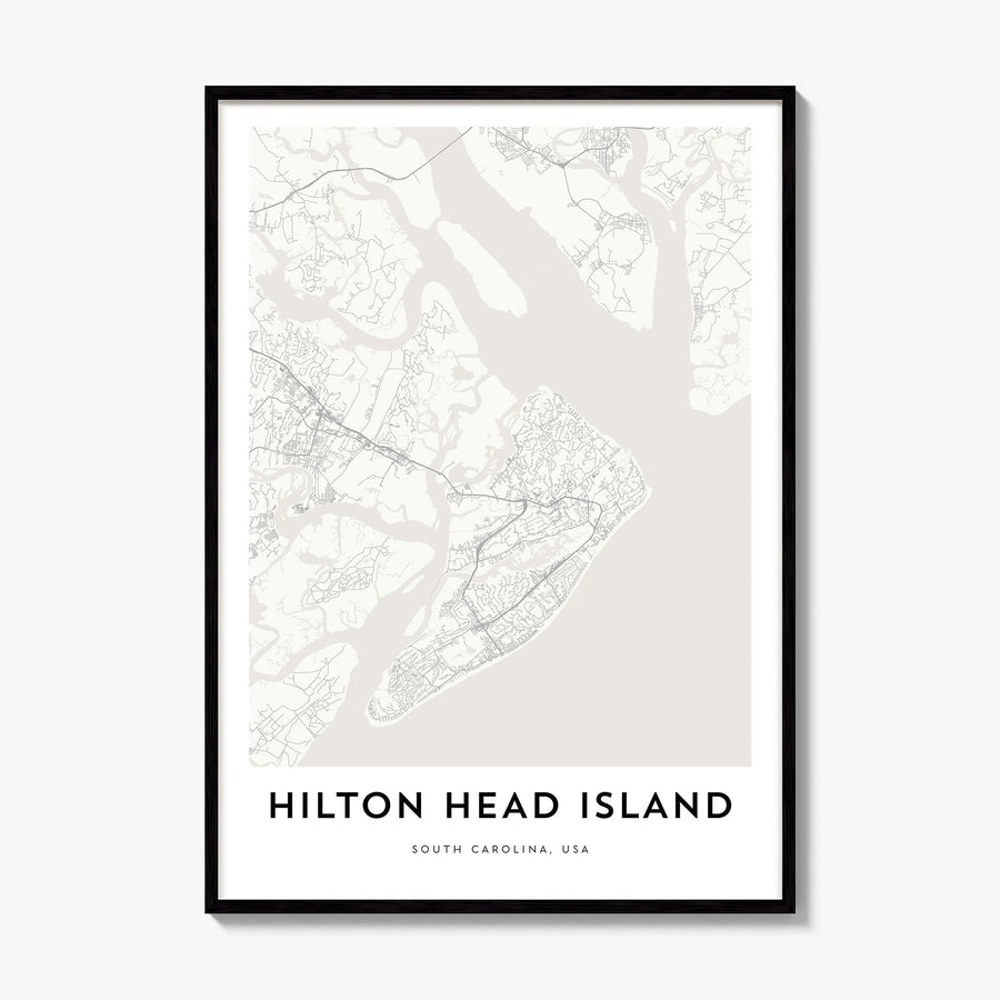Hilton Head Island Map Poster, framed poster mockup
