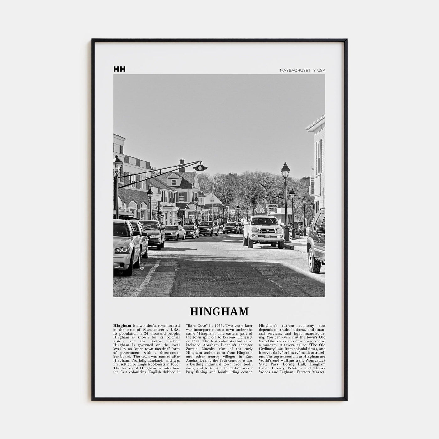 Hingham Poster None / 8x12 in Nbourhood Travel B&W Poster