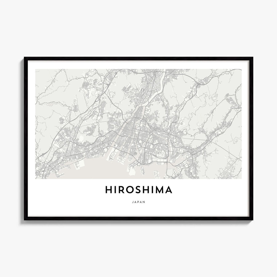 Hiroshima Map Poster, framed poster mockup