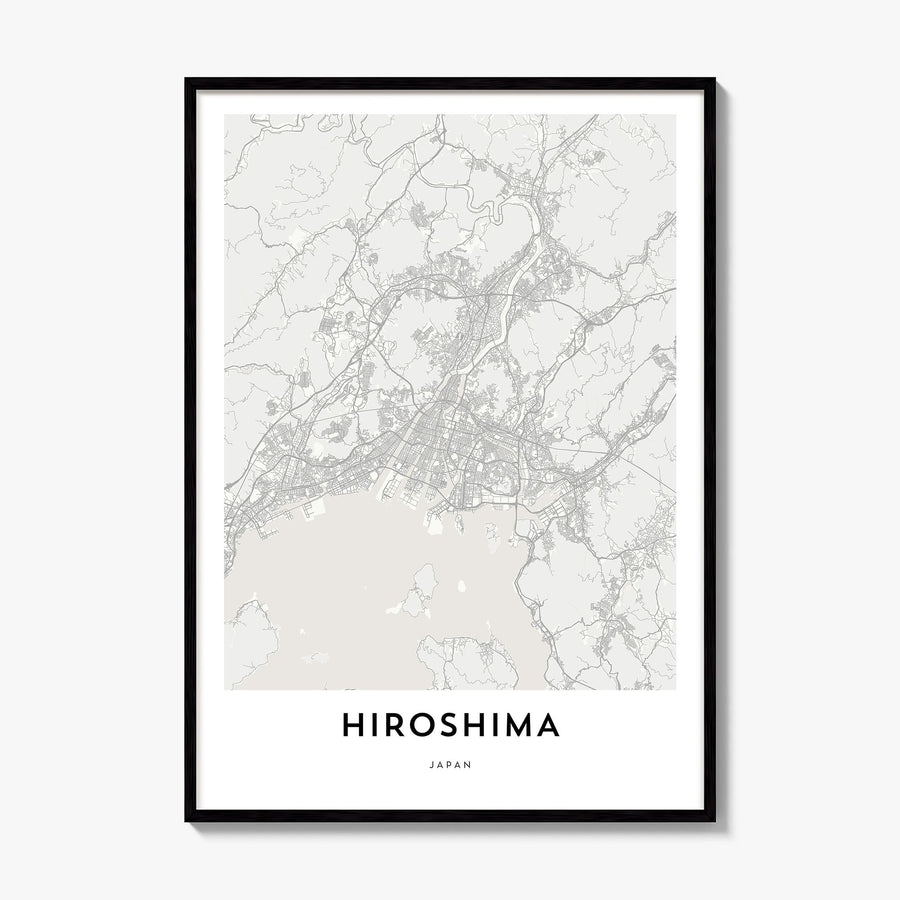Hiroshima Map Poster, framed poster mockup