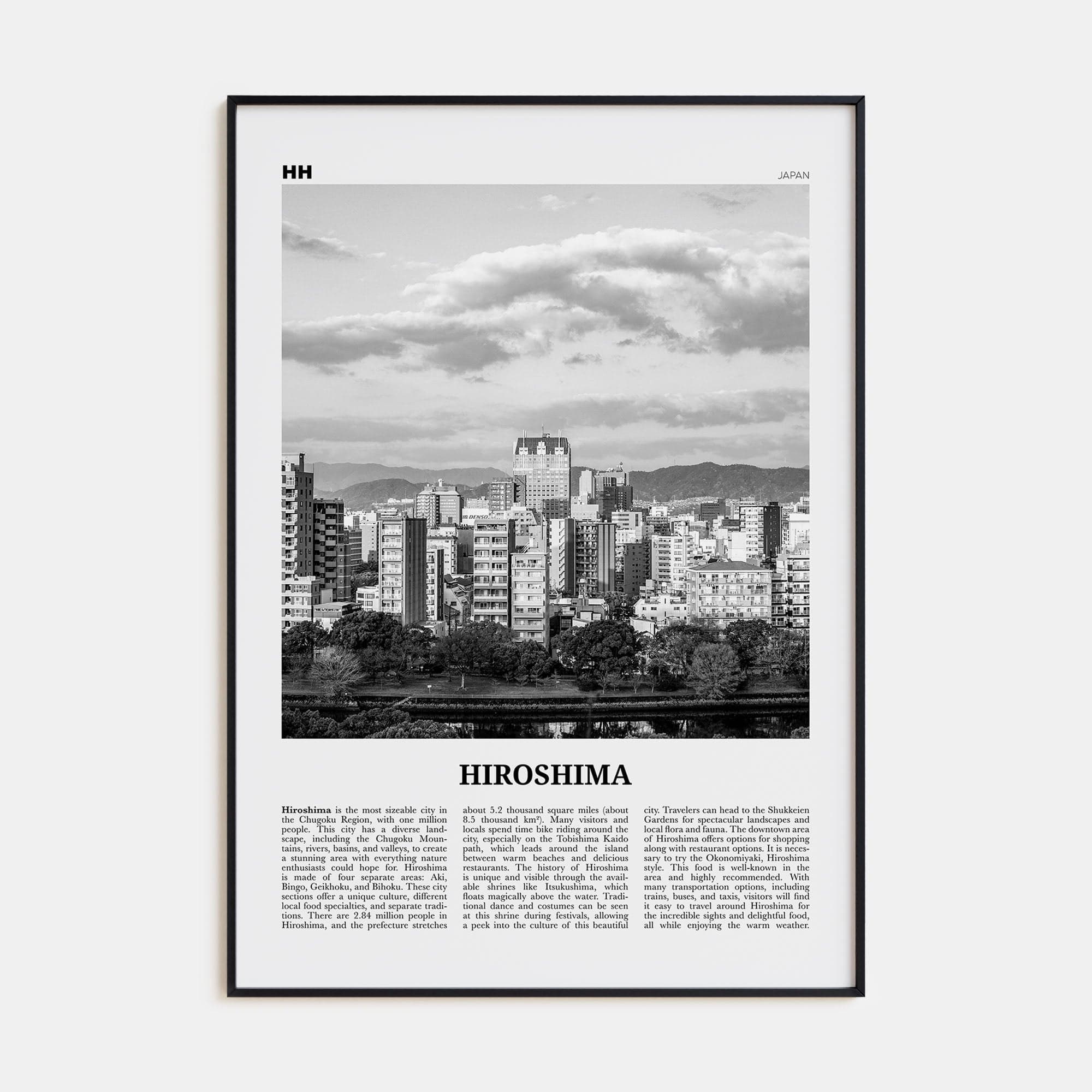 Hiroshima Poster None / 8x12 in Nbourhood Travel B&W Poster