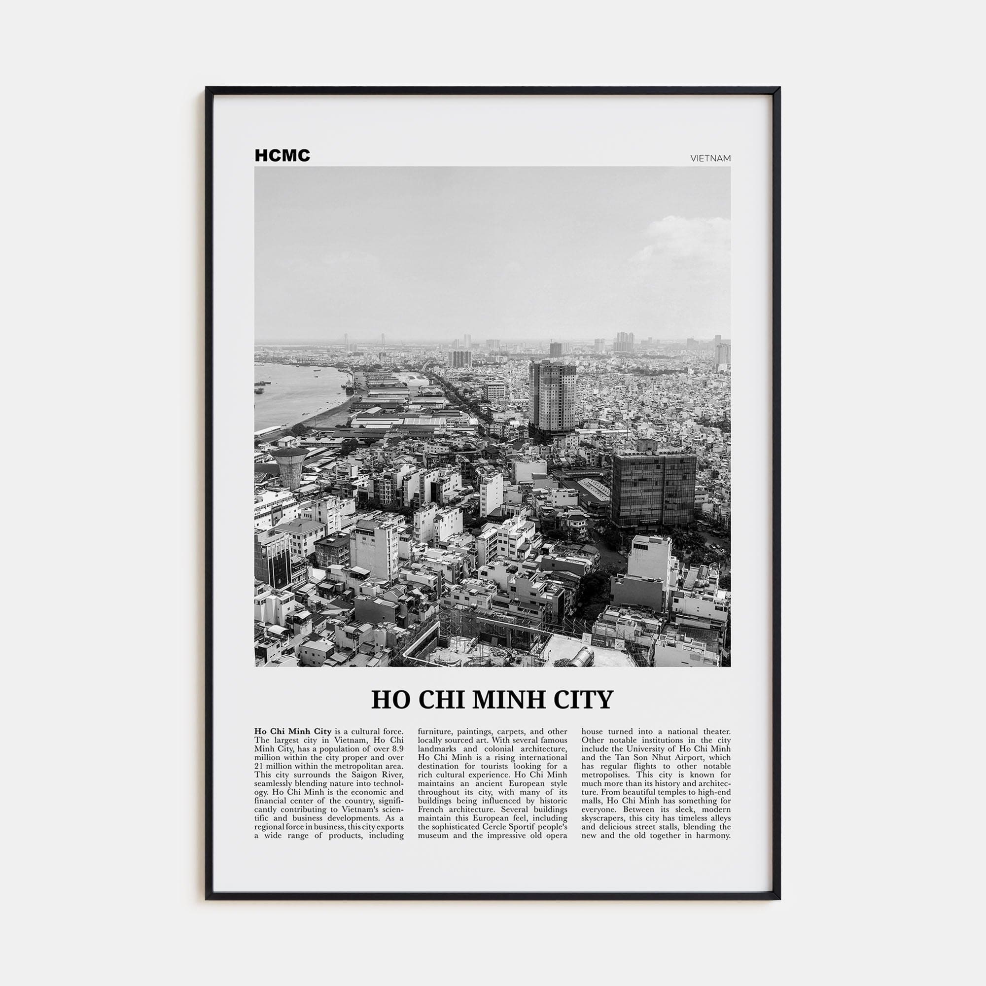 Ho Chi Minh City Poster None / 8x12 in Nbourhood Travel B&W Poster