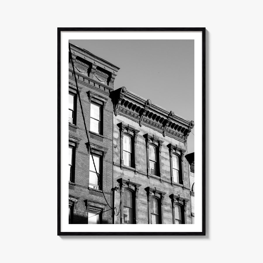 Hoboken black & white photo poster of New Jersey, USA – vertical wall art, unframed print shown in interior mockup