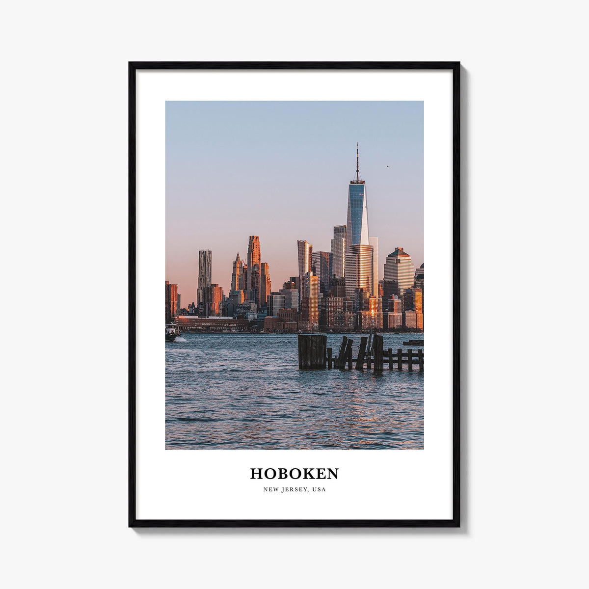 Hoboken colorful classic poster of New Jersey, USA – vertical wall art, unframed print shown in interior mockup