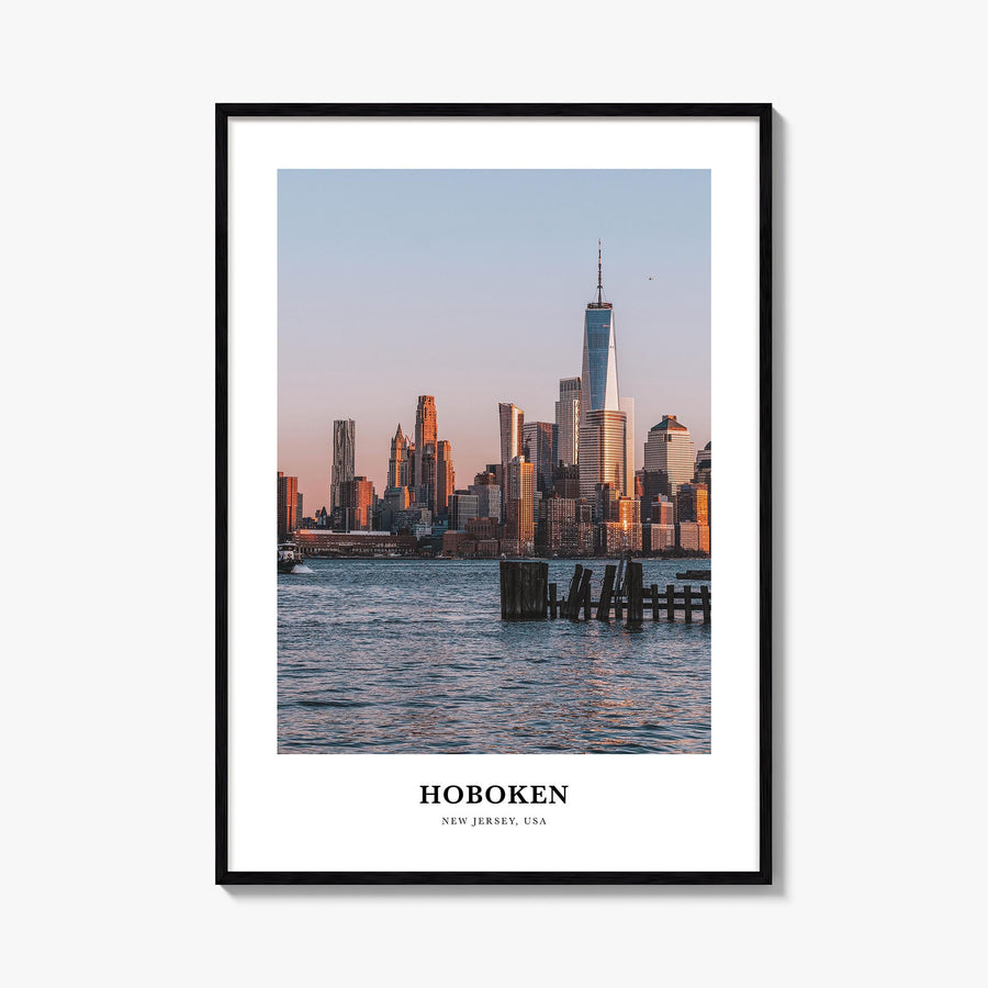 Hoboken colorful classic poster of New Jersey, USA – vertical wall art, unframed print shown in interior mockup