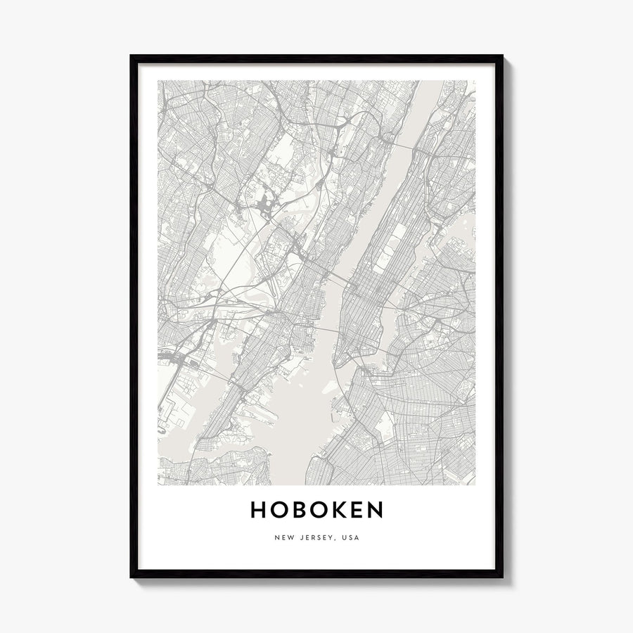 Hoboken Map Poster, framed poster mockup