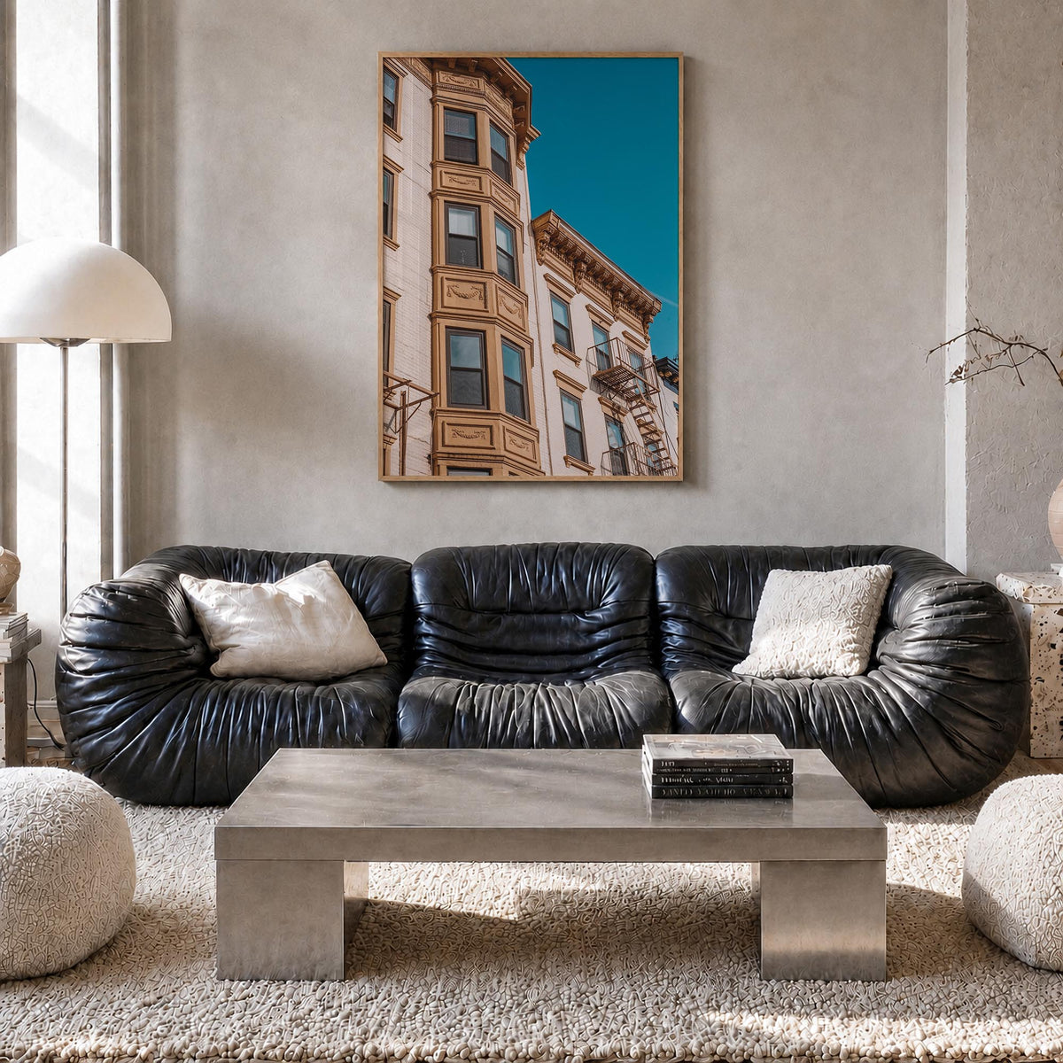 Hoboken no. 2 colorful photo poster of New Jersey, USA – vertical wall art in natural wood frame, hanging on wall