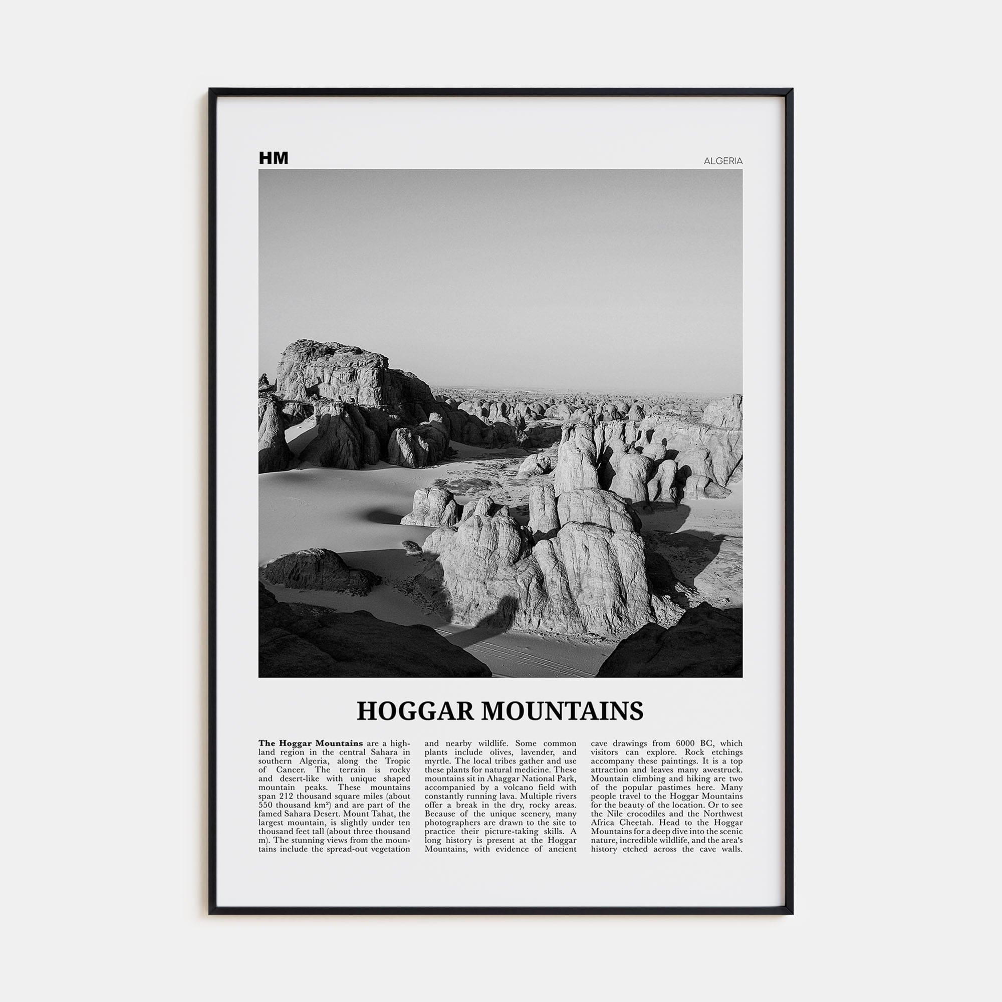 Hoggar Mountains Poster None / 8x12 in Nbourhood Travel B&W Poster