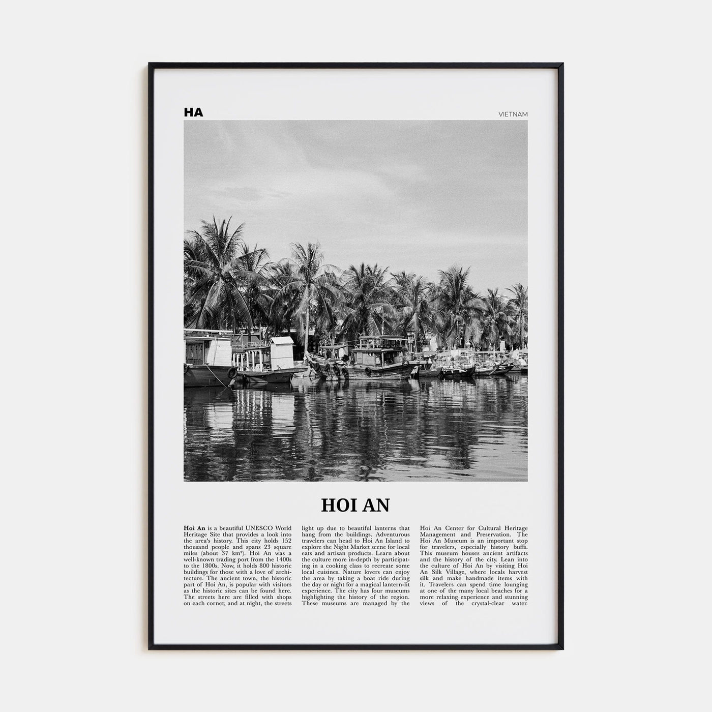 Hoi An Poster Black Metal / 8x12 in Nbourhood Travel B&W Poster