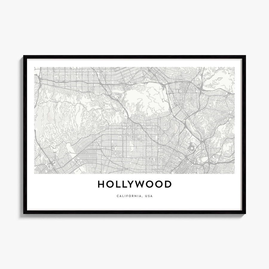 Hollywood Map Poster, framed poster mockup