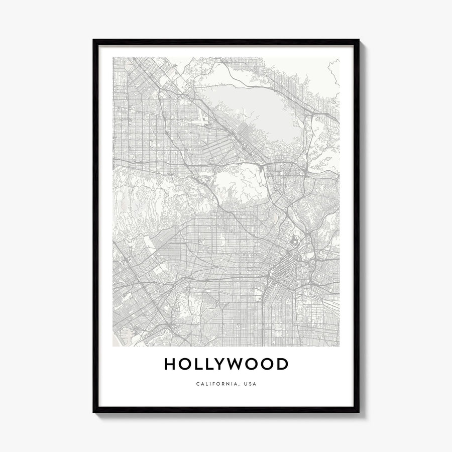 Hollywood Map Poster, framed poster mockup