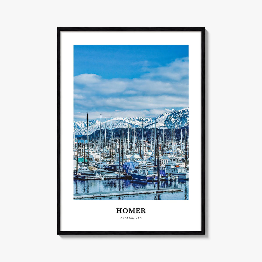 Homer colorful classic poster of Alaska, USA – vertical wall art, unframed print shown in interior mockup