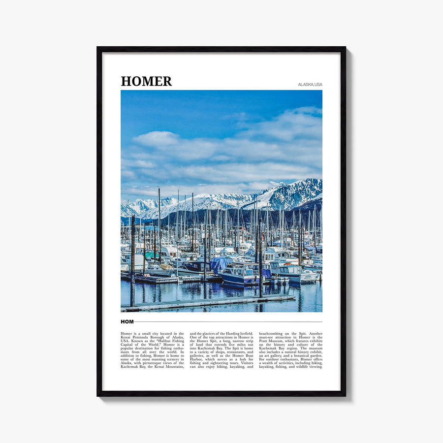 Homer colorful travel poster of Alaska, USA – vertical wall art, unframed print shown in interior mockup