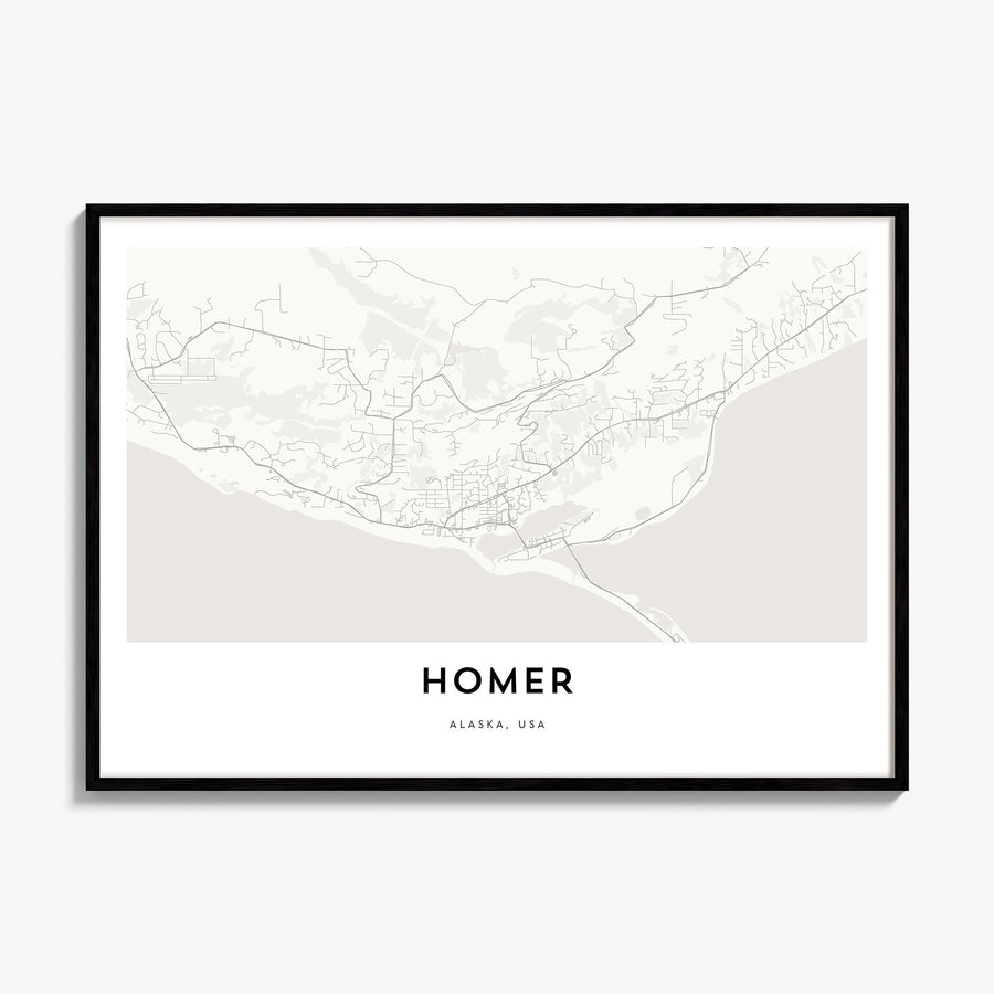Homer Map Poster, framed poster mockup
