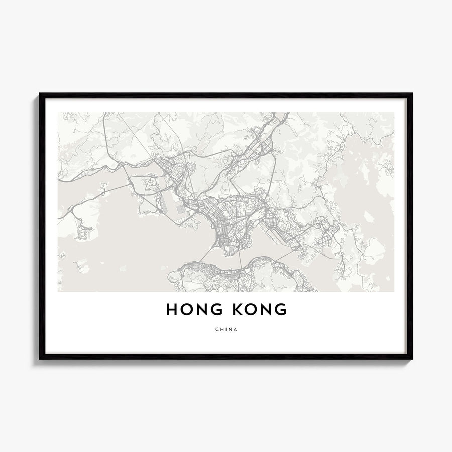 Hong Kong Map Poster, framed poster mockup