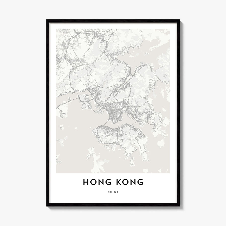 Hong Kong Map Poster, framed poster mockup