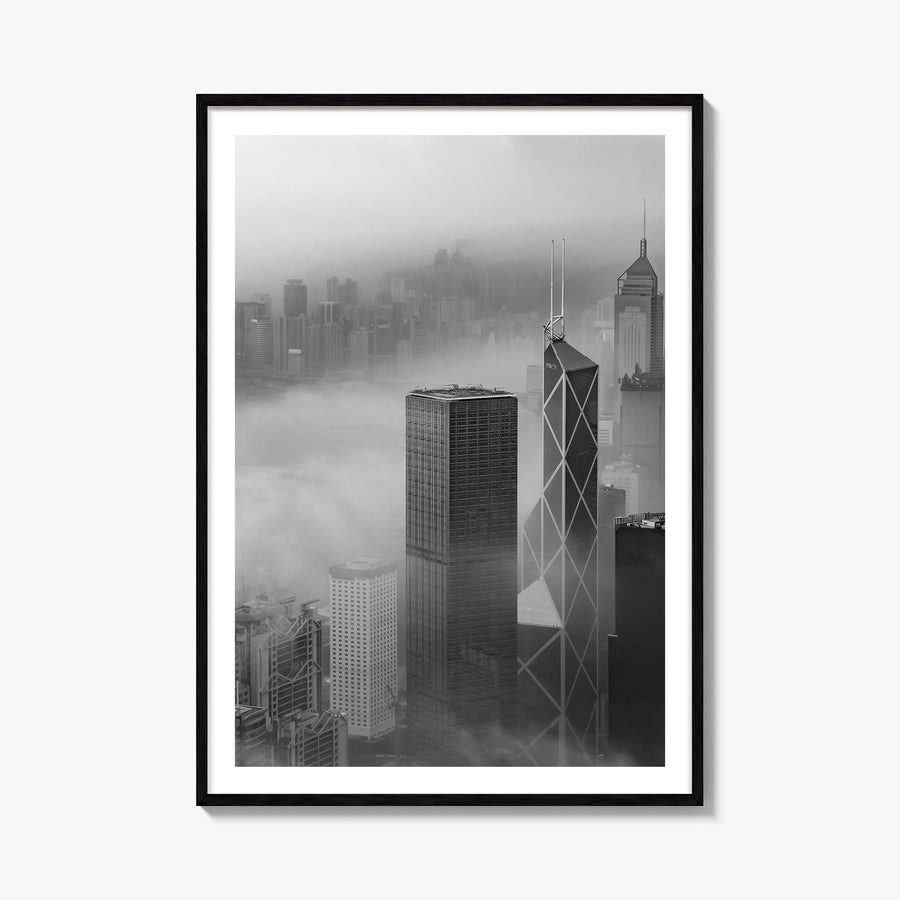 Hong Kong no. 2 black & white photo poster of Asia – vertical wall art, unframed print shown in interior mockup