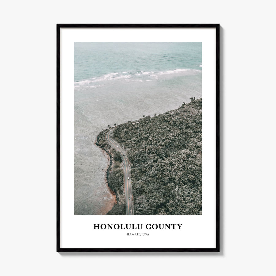 Honolulu County Classic Poster, framed poster mockup
