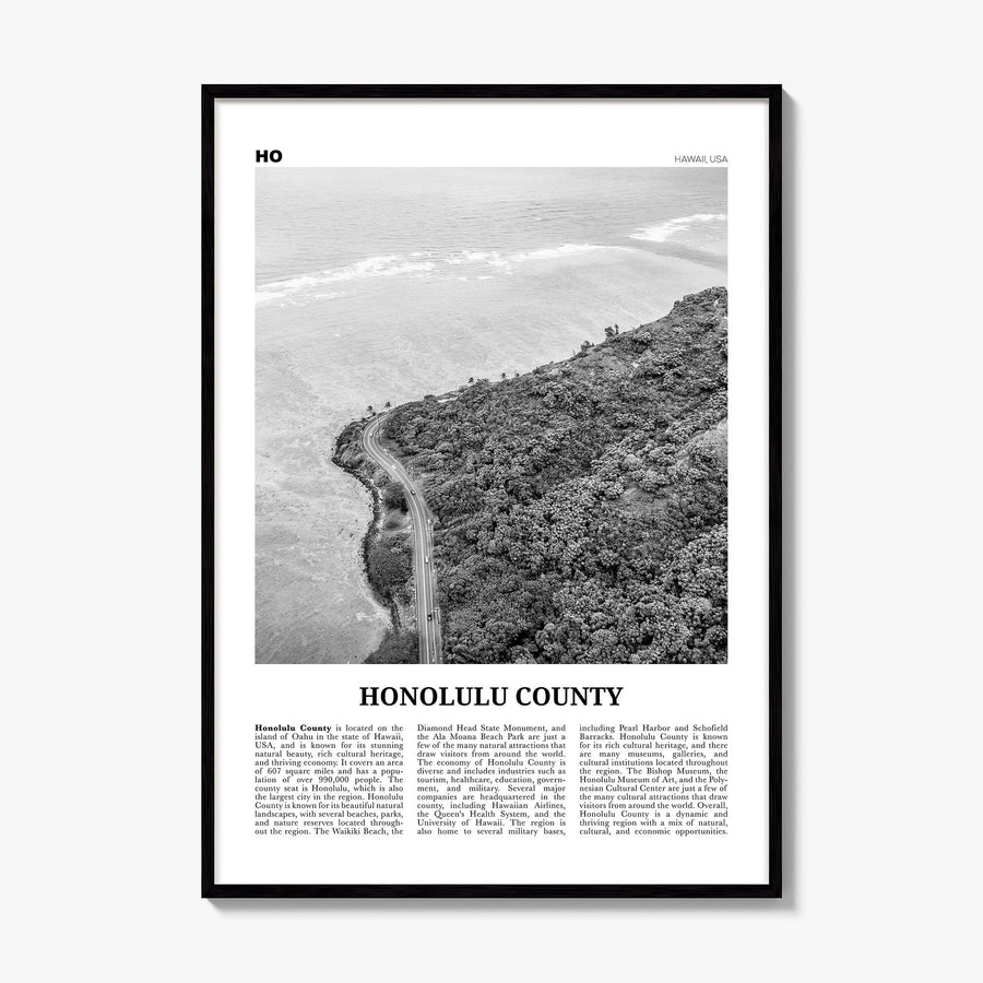 Honolulu County Newspaper Poster, framed poster mockup