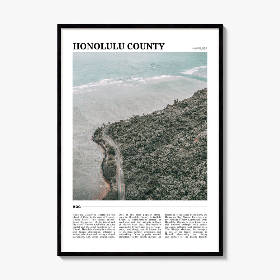Honolulu County Travel Poster, framed poster mockup