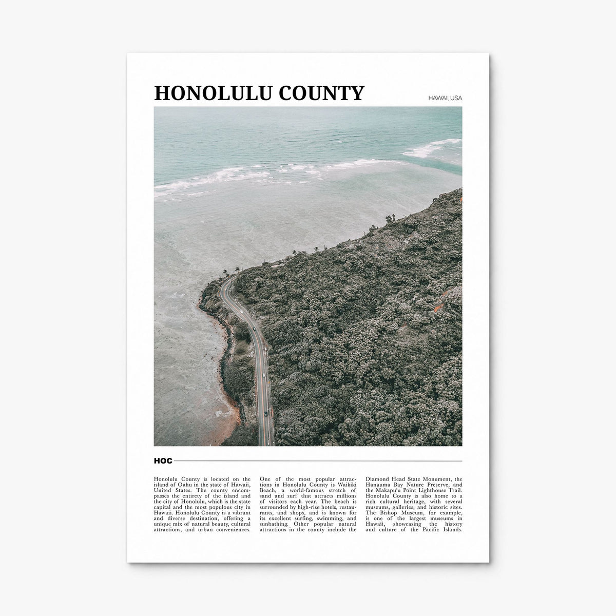 Honolulu County Travel Poster, print only (unframed)
