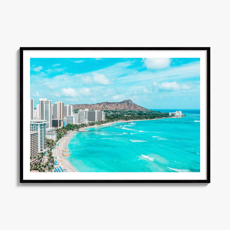 Honolulu Photo Poster, framed poster mockup, white border