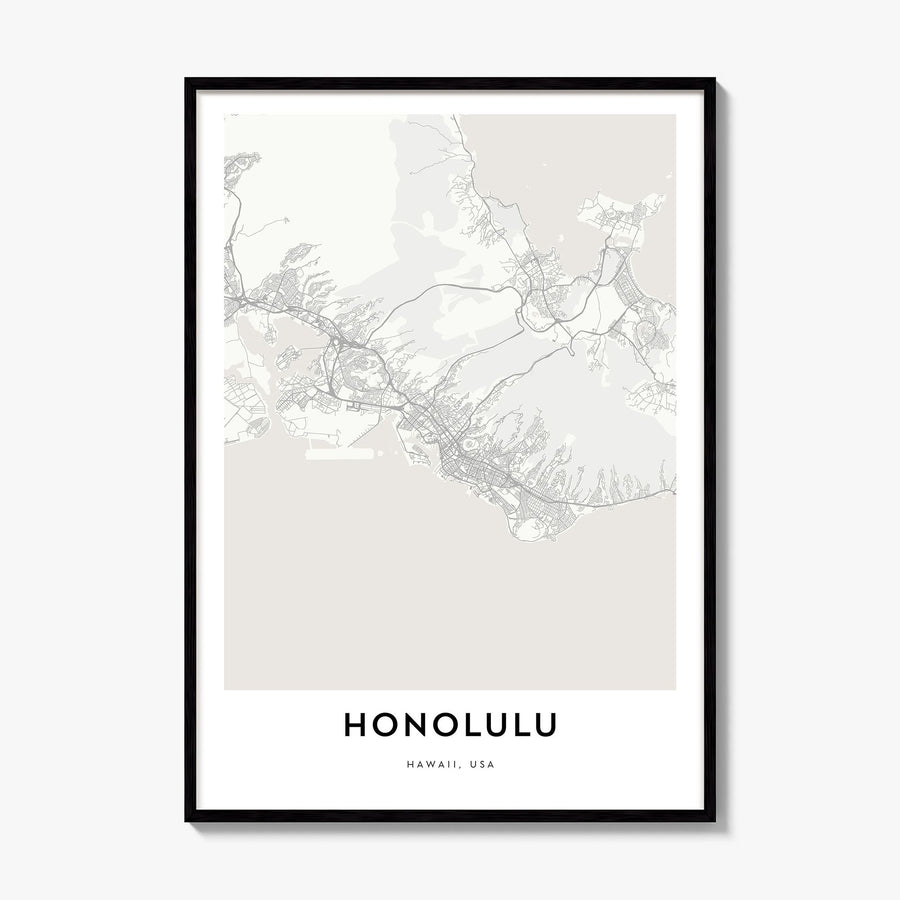 Honolulu Map Poster, framed poster mockup