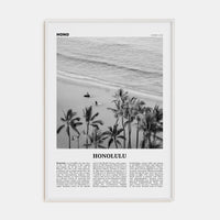 Honolulu No 1 Poster White Wood / 8x12 in Nbourhood Travel B&W Poster