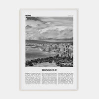 Honolulu No 2 Poster White Wood / 8x12 in Nbourhood Travel B&W Poster