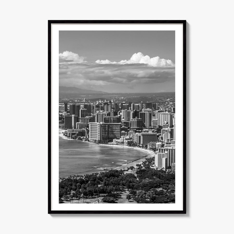 Honolulu Photo No 2 Poster, framed poster mockup, white border