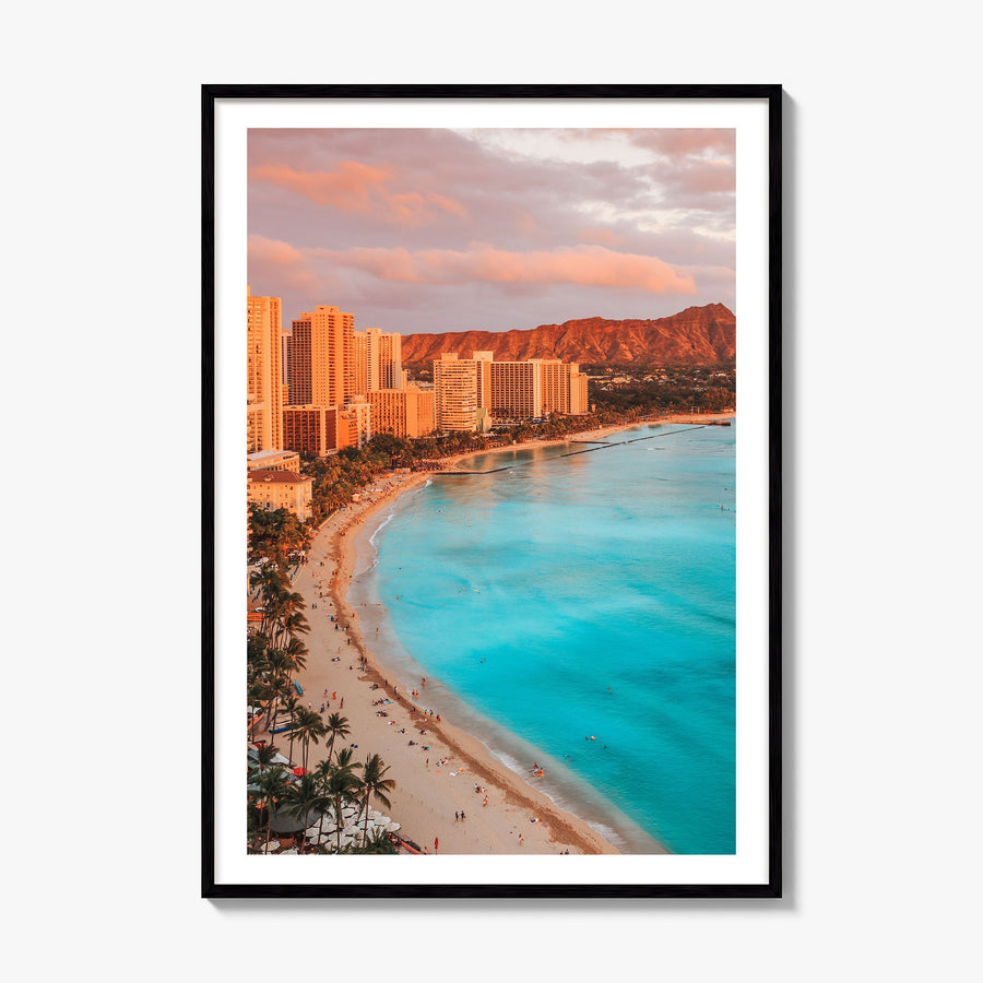 Honolulu Photo Poster, framed poster mockup, white border