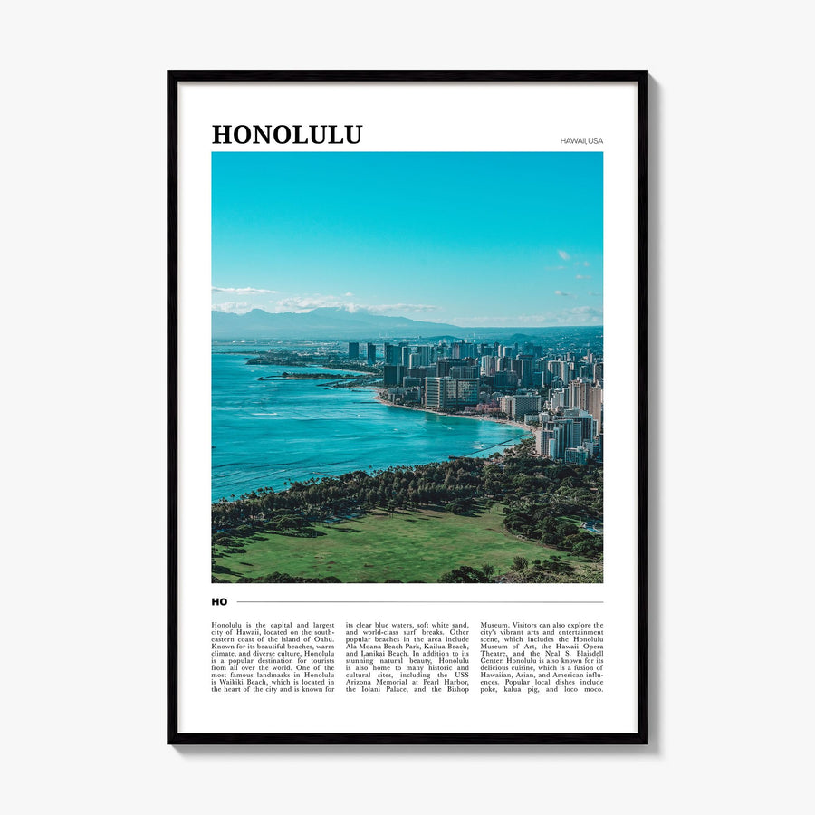 Honolulu Travel Poster, framed poster mockup