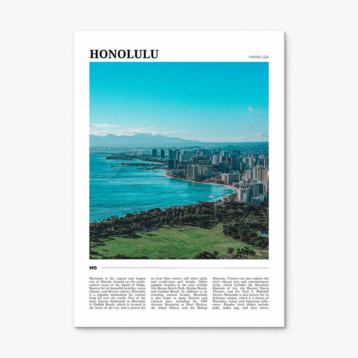 Honolulu Travel Poster, print only (unframed)