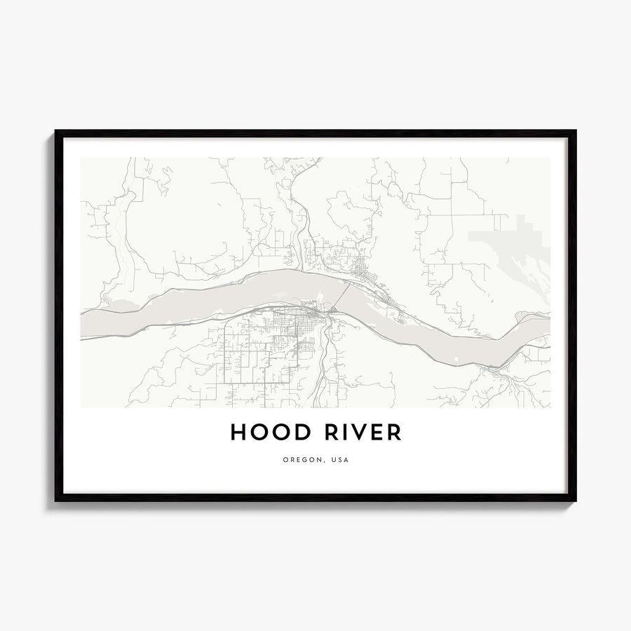 Hood River Map Poster, framed poster mockup
