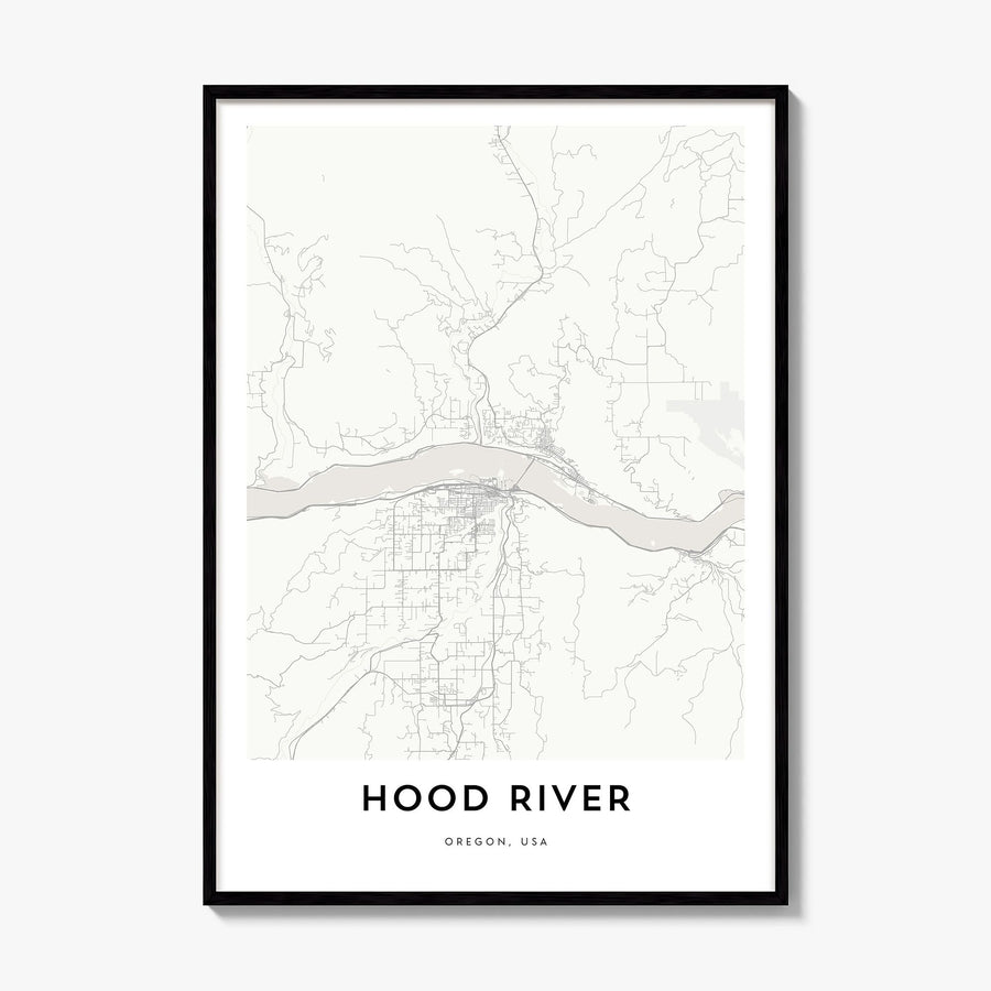 Hood River Map Poster, framed poster mockup