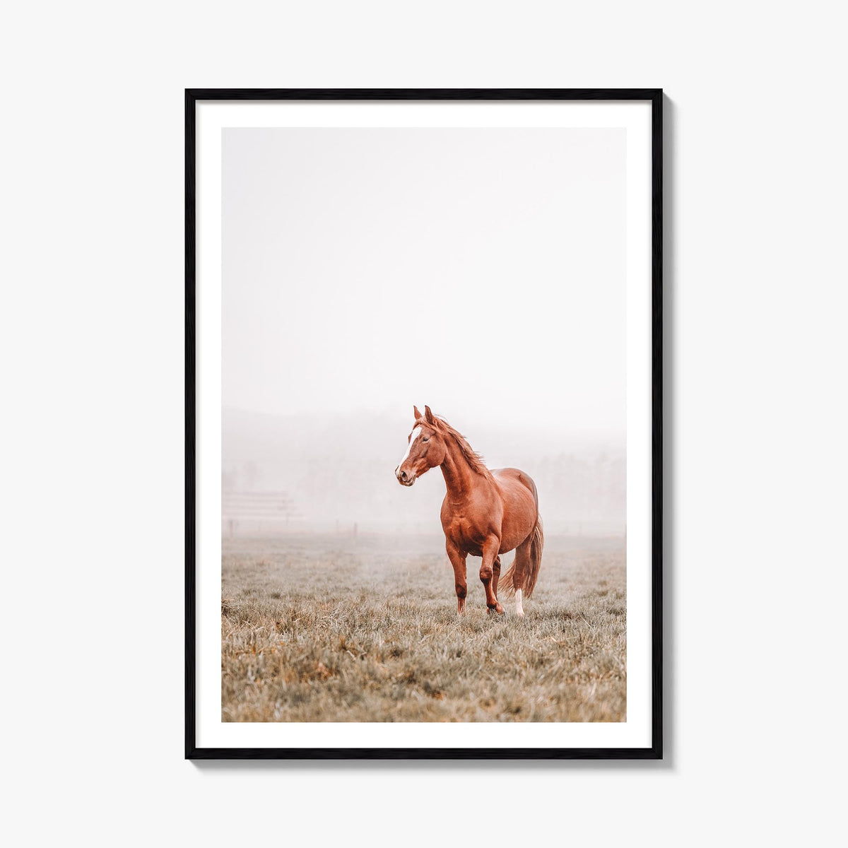 Horse no. 1 colorful photo poster – vertical wall art, unframed print shown in interior mockup