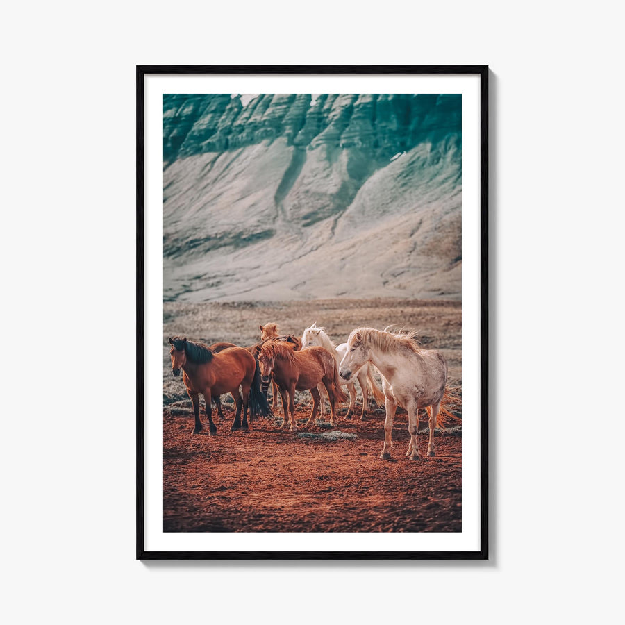 Horse no. 3 colorful photo poster – vertical wall art, unframed print shown in interior mockup