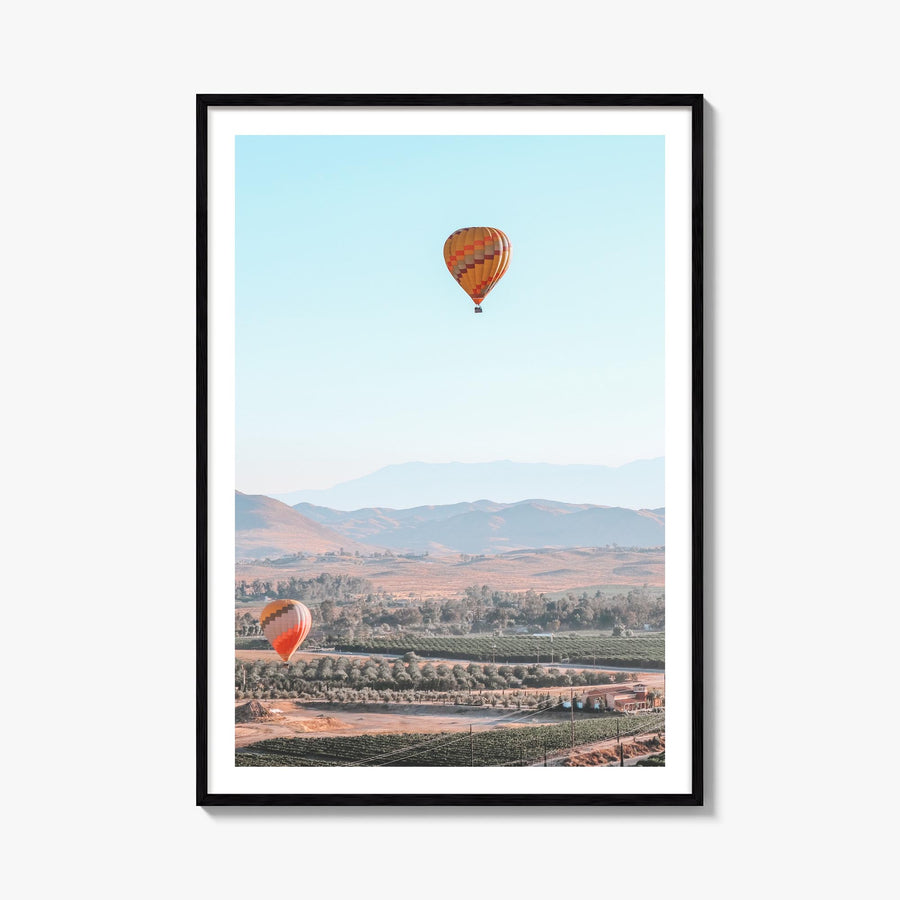 Hot Air Balloon no. 2 colorful photo poster – vertical wall art, unframed print shown in interior mockup