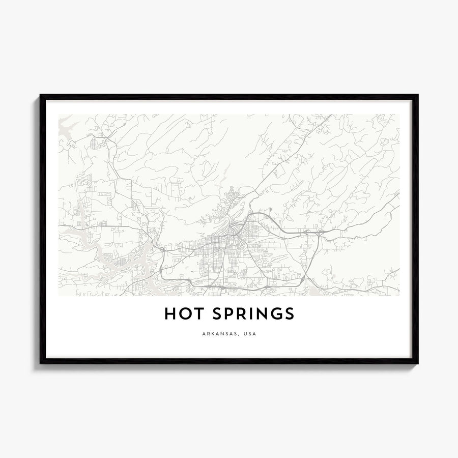 Hot Springs Map Poster, framed poster mockup